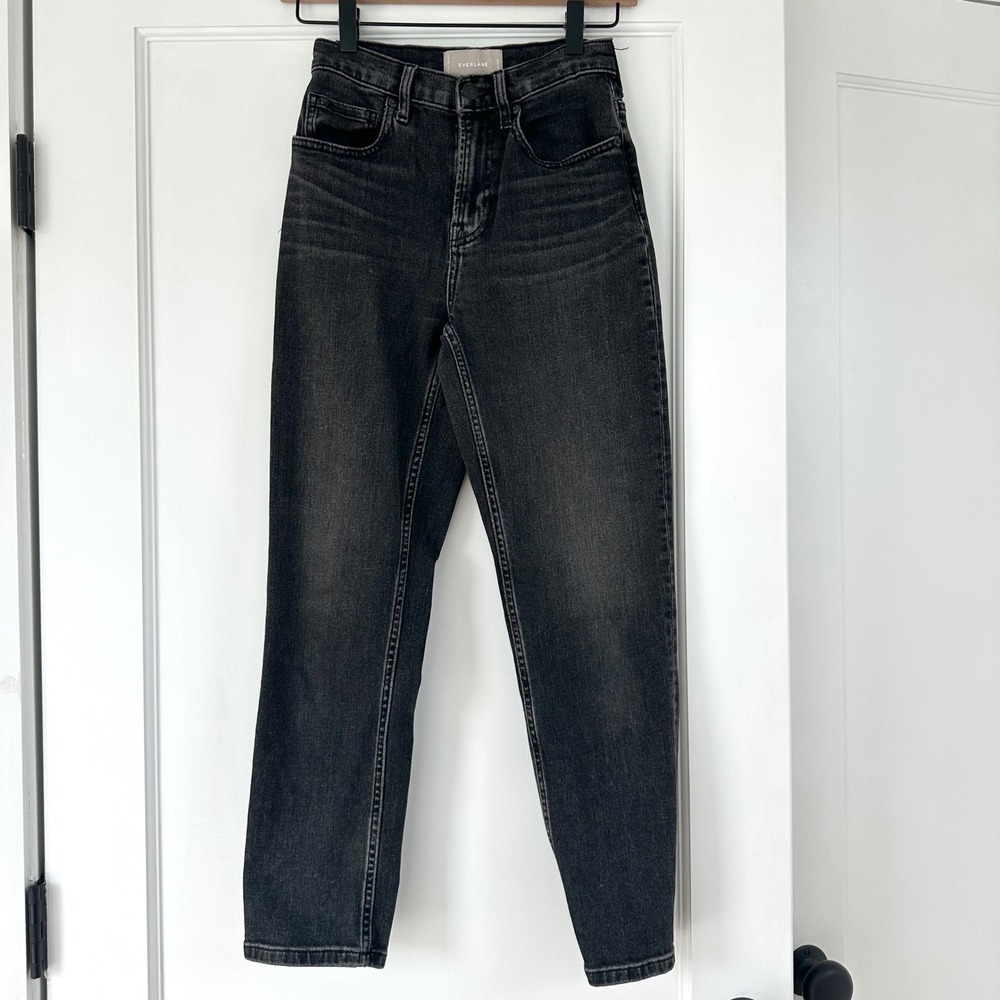 Everlane High Rise Straight Leg Ankle Jeans‎ Black Wash Denim Size 24